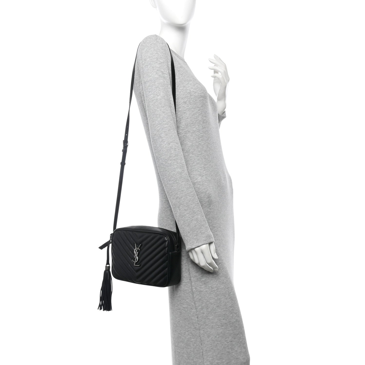 Saint Laurent Calfskin Matelasse Monogram Lou Camera Bag Black 2 of 11