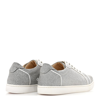 Christian Louboutin Glitter Calfskin Vieira Flat Sneakers 40.5 Silver 5 of 12
