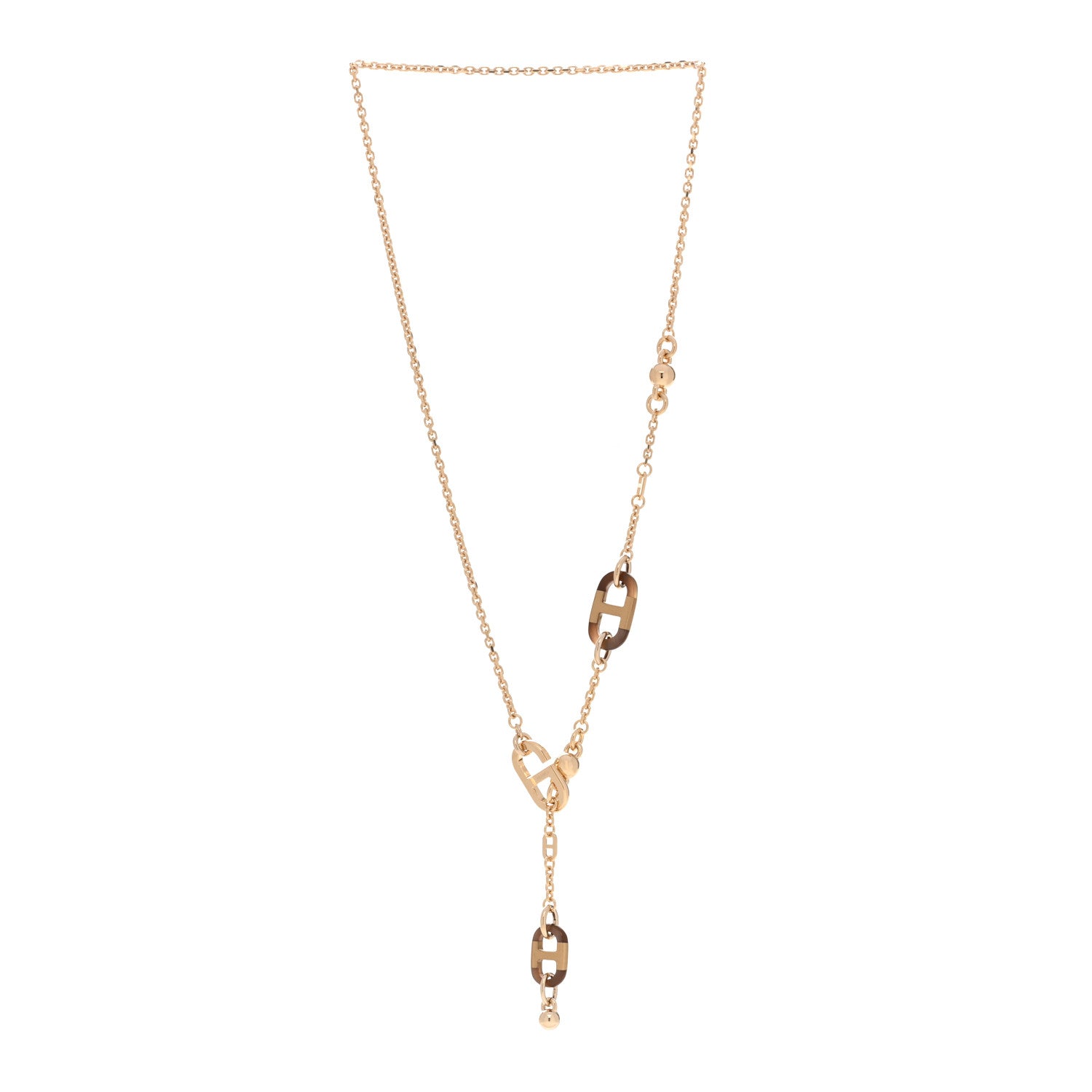 Hermes Lacquered Horn Permabrass Sur Mer Necklace Small Model Gold Black 3 of 7