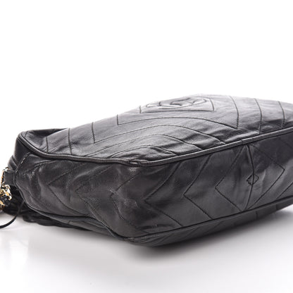 Chanel Lambskin Chevron Quilted Tassel Camera Case Black 10 of 17
