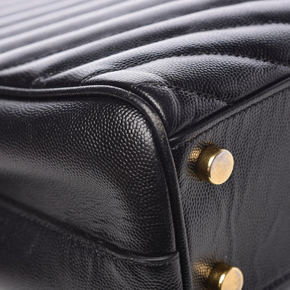 Saint Laurent Grain De Poudre Matelasse Chevron Monogram Shopping Bag Black 16 of 17