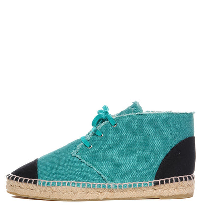 Chanel Canvas Lace Up Espadrilles 41 Green Black 1 of 8