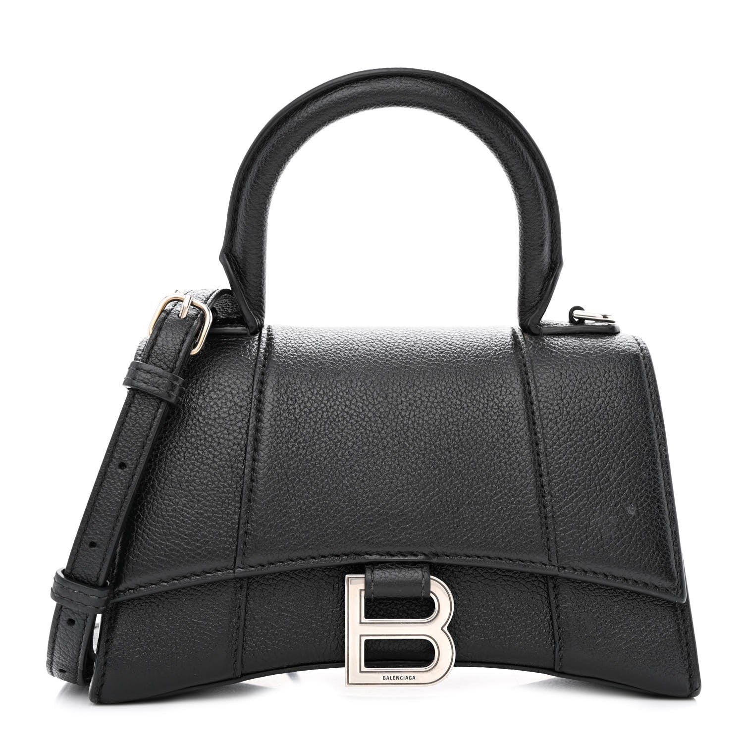Balenciaga Grained Calfskin Hourglass Top Handle Bag XS Black 1 of 12