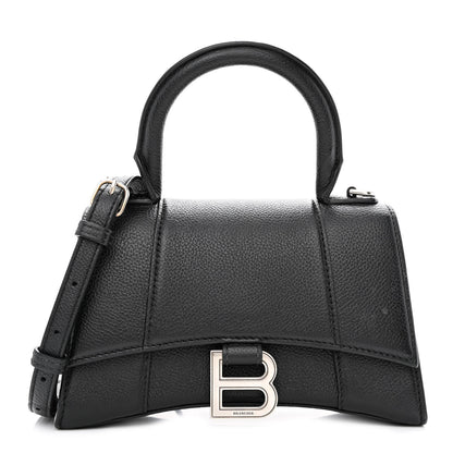 Balenciaga Grained Calfskin Hourglass Top Handle Bag XS Black 1 of 12