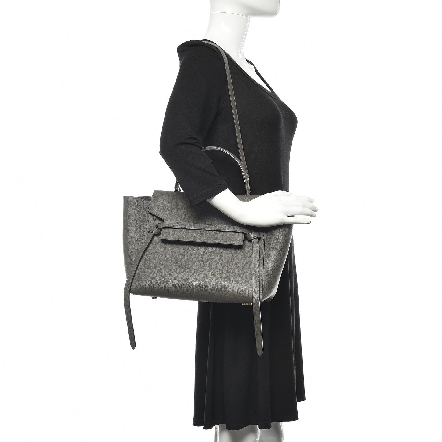 Grained Calfskin Mini Belt Bag Grey