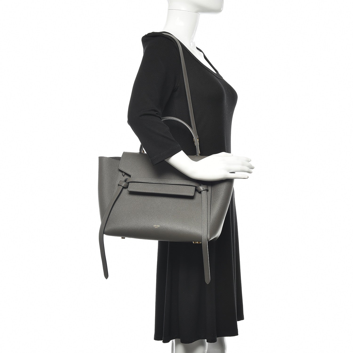 Celine Grained Calfskin Mini Belt Bag Grey 2 of 14