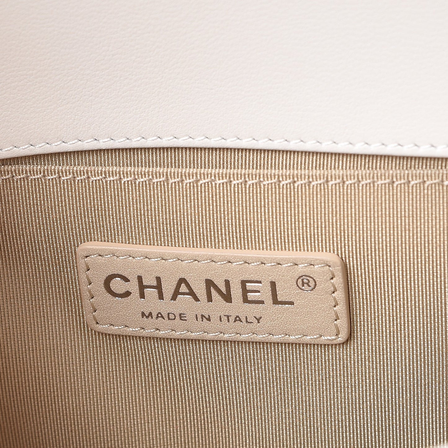 Lambskin Quilted Chevron Medium Boy Flap White