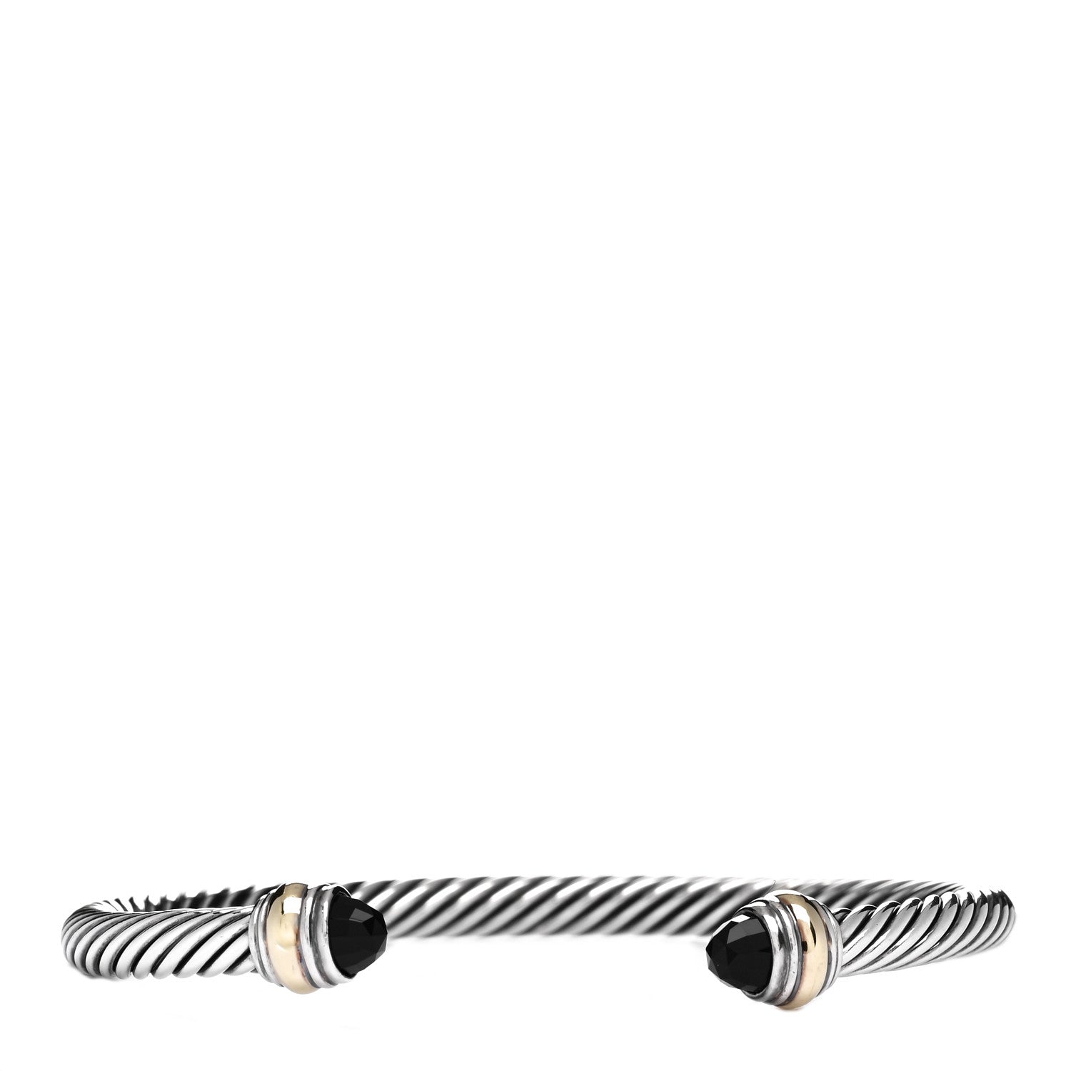 David Yurman Sterling Silver 14K Yellow Gold Black Onyx 5mm Cable Classics Bracelet 1 of 3