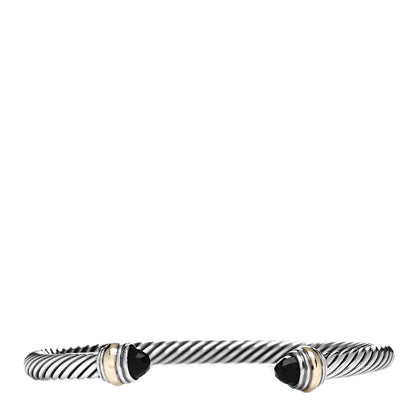 David Yurman Sterling Silver 14K Yellow Gold Black Onyx 5mm Cable Classics Bracelet 1 of 3