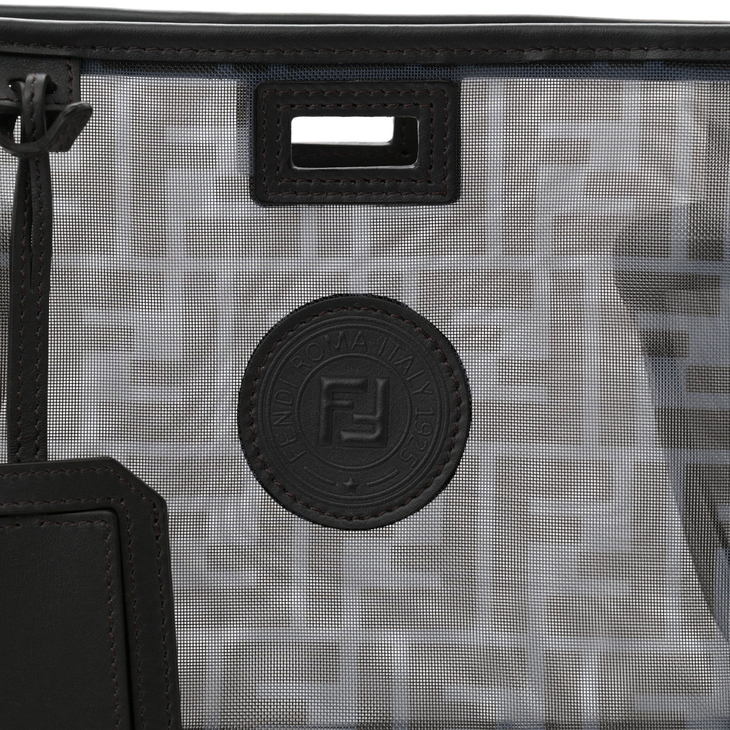 Fendi Mesh Vitello Century FF 1974 Mini Peekaboo Defender Cover Azzurro Black Ebano 8 of 10