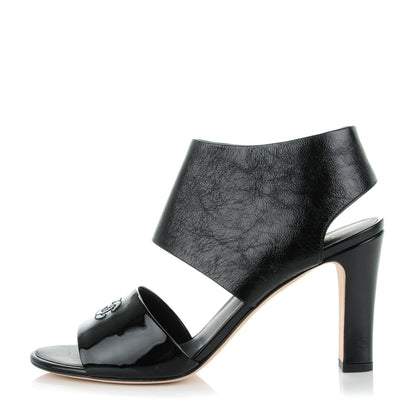 Chanel Crumpled Patent Calfskin CC Sandals 39 Black 1 of 9