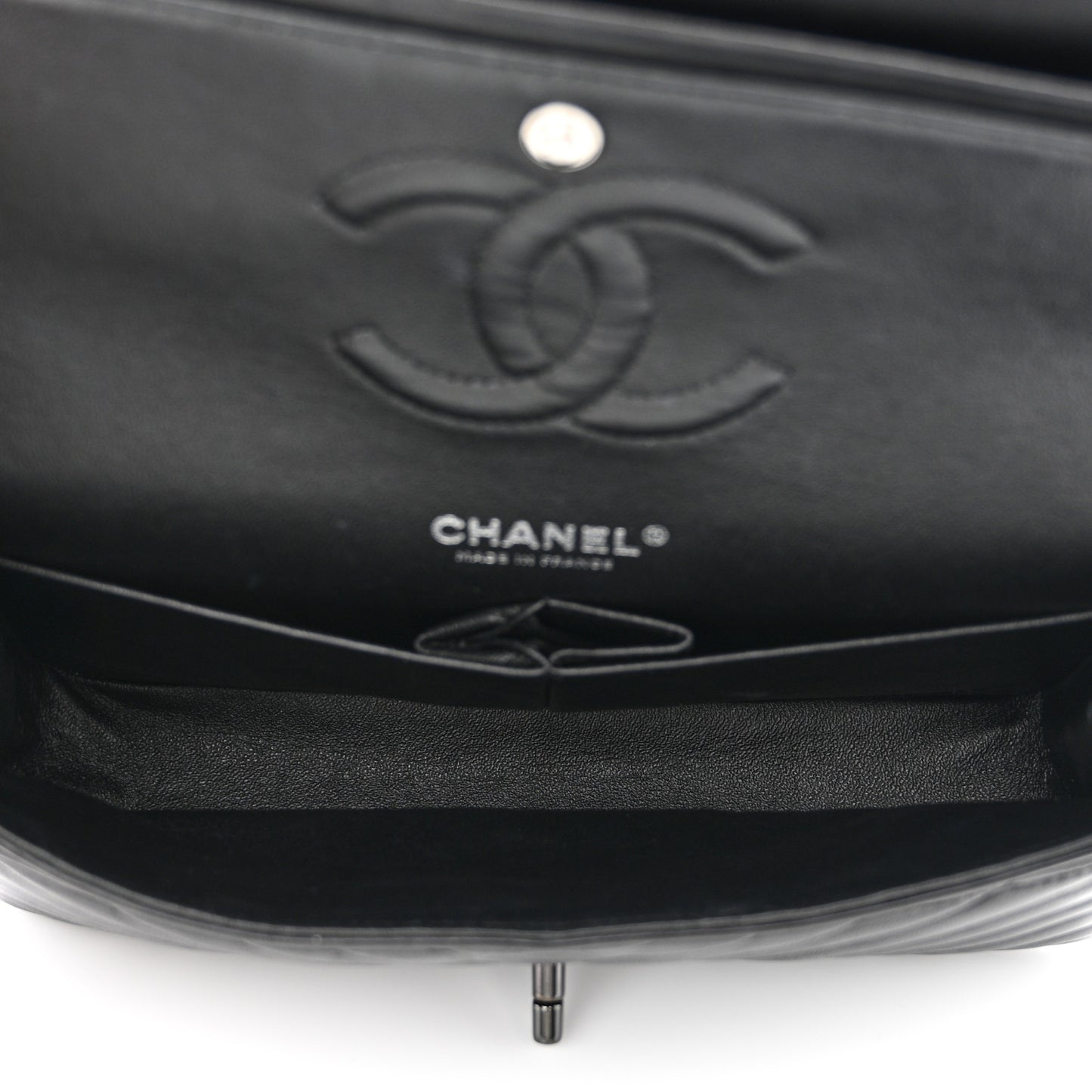 Lambskin Chevron Quilted Medium Double Flap So Black
