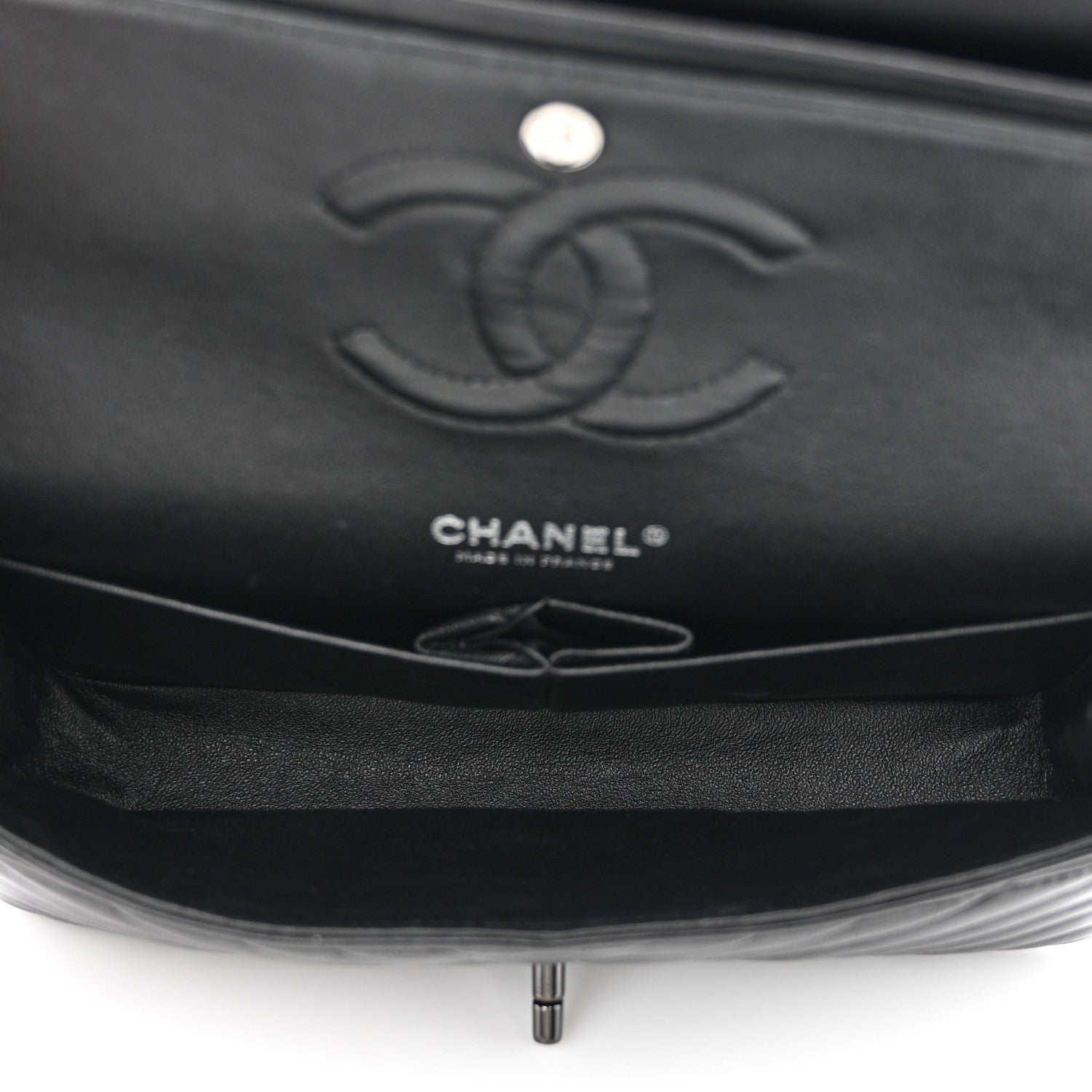 Chanel Lambskin Chevron Quilted Medium Double Flap So Black 5 of 10