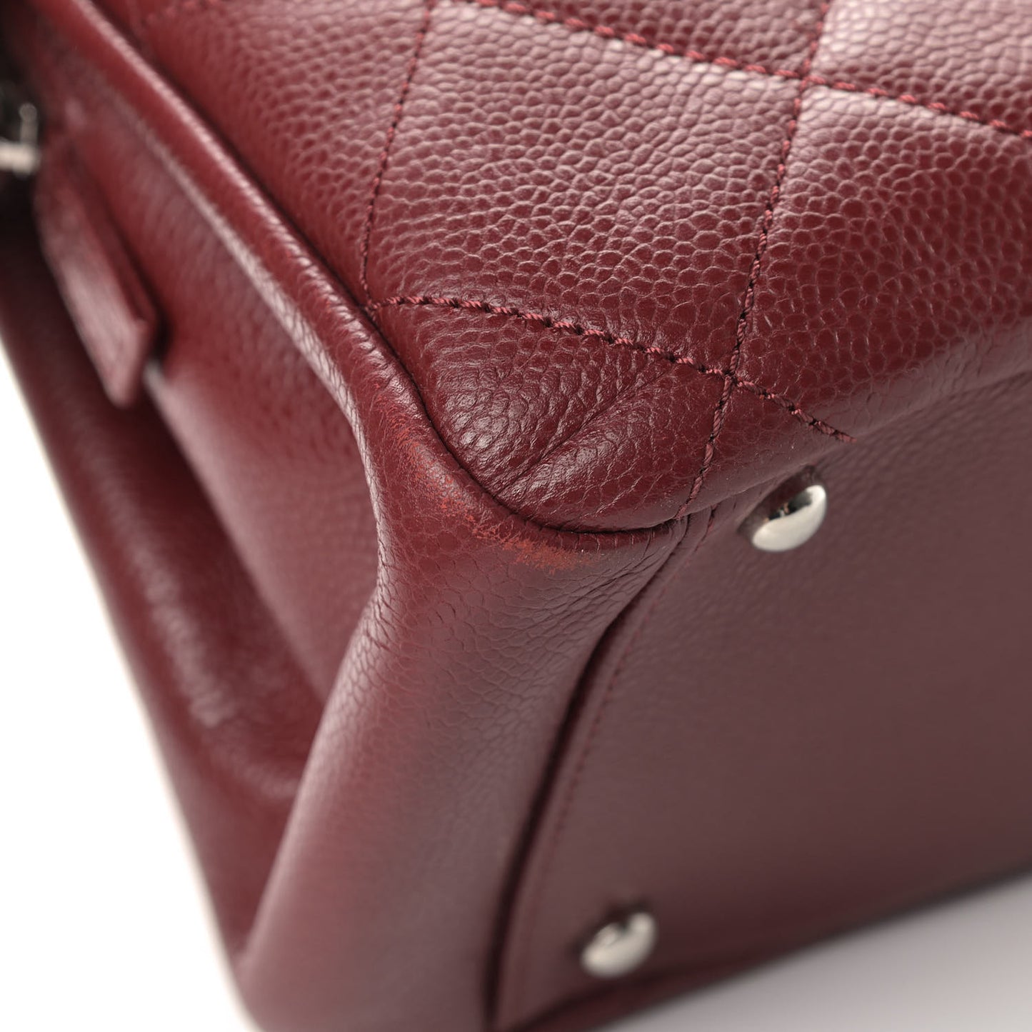 Caviar Quilted Timeless CC Soft Tote Dark Red