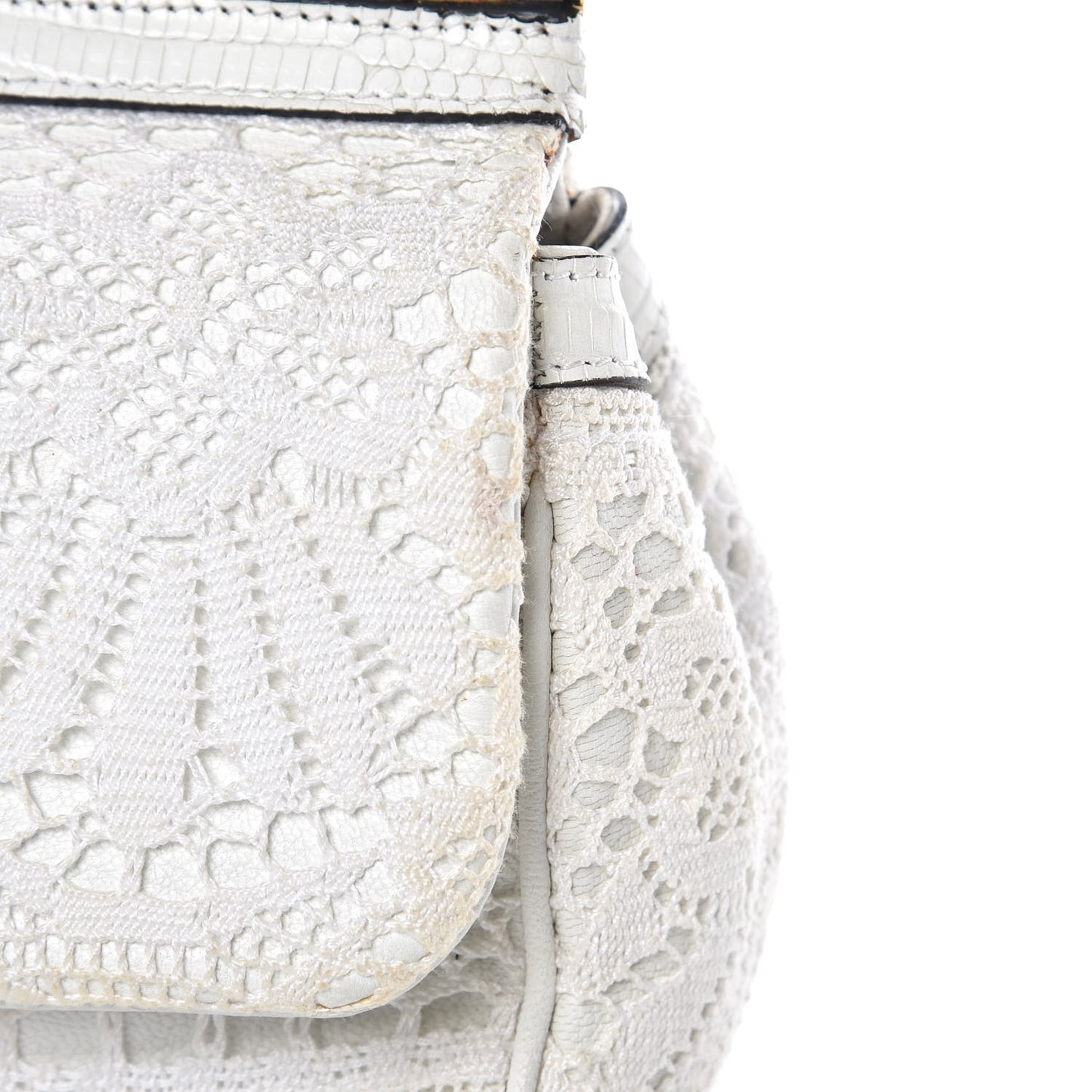 Calfskin Lace Small Miss Sicily Satchel White