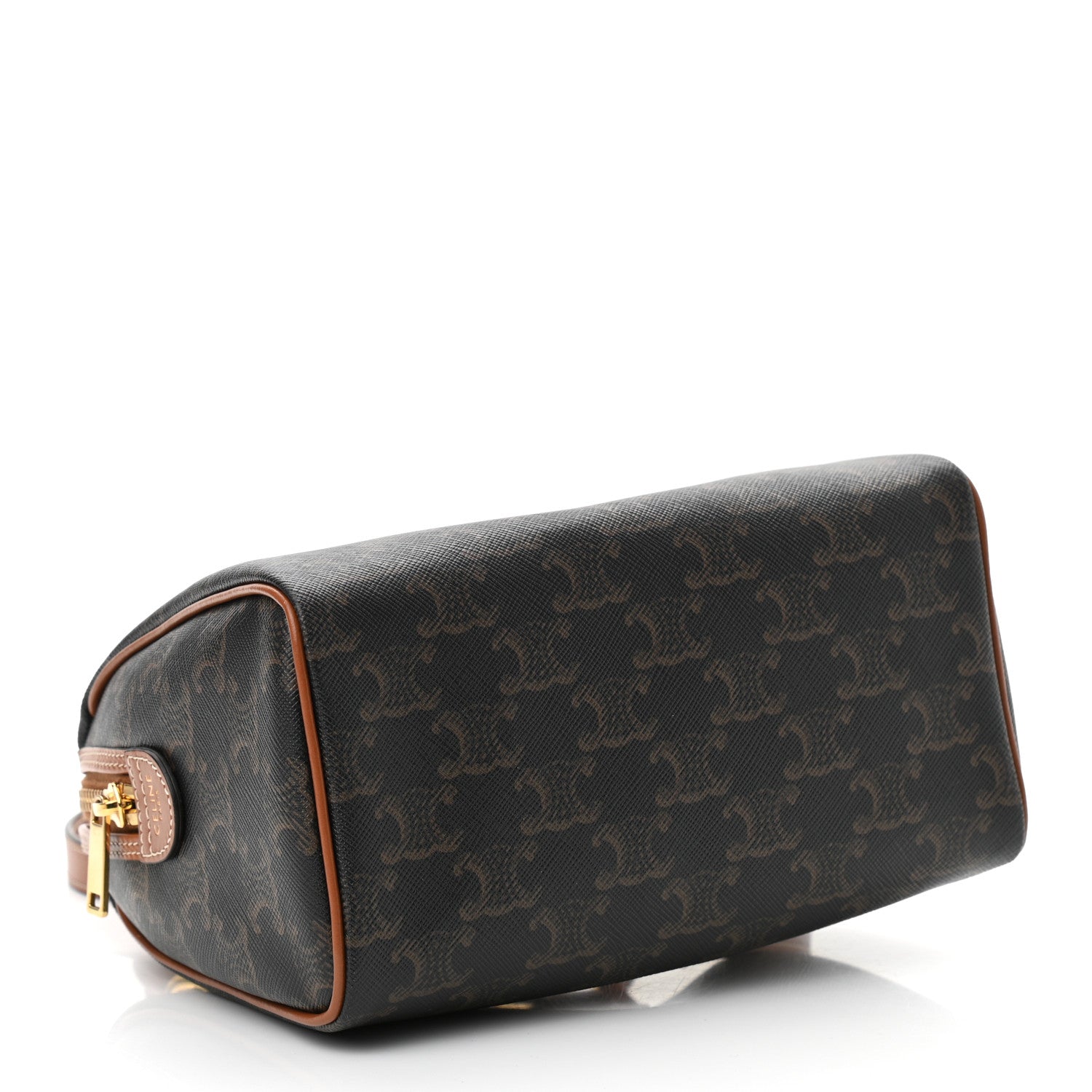 Celine Triomphe Canvas Calfskin Small Boston Bag Tan 4 of 9
