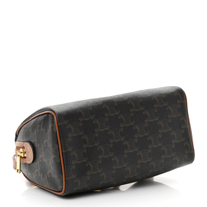 Celine Triomphe Canvas Calfskin Small Boston Bag Tan 4 of 9