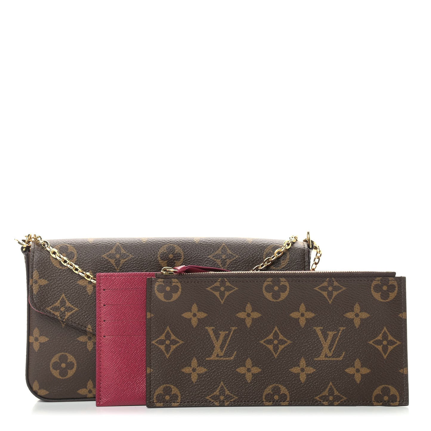 Monogram Pochette Felicie Chain Wallet Fuchsia