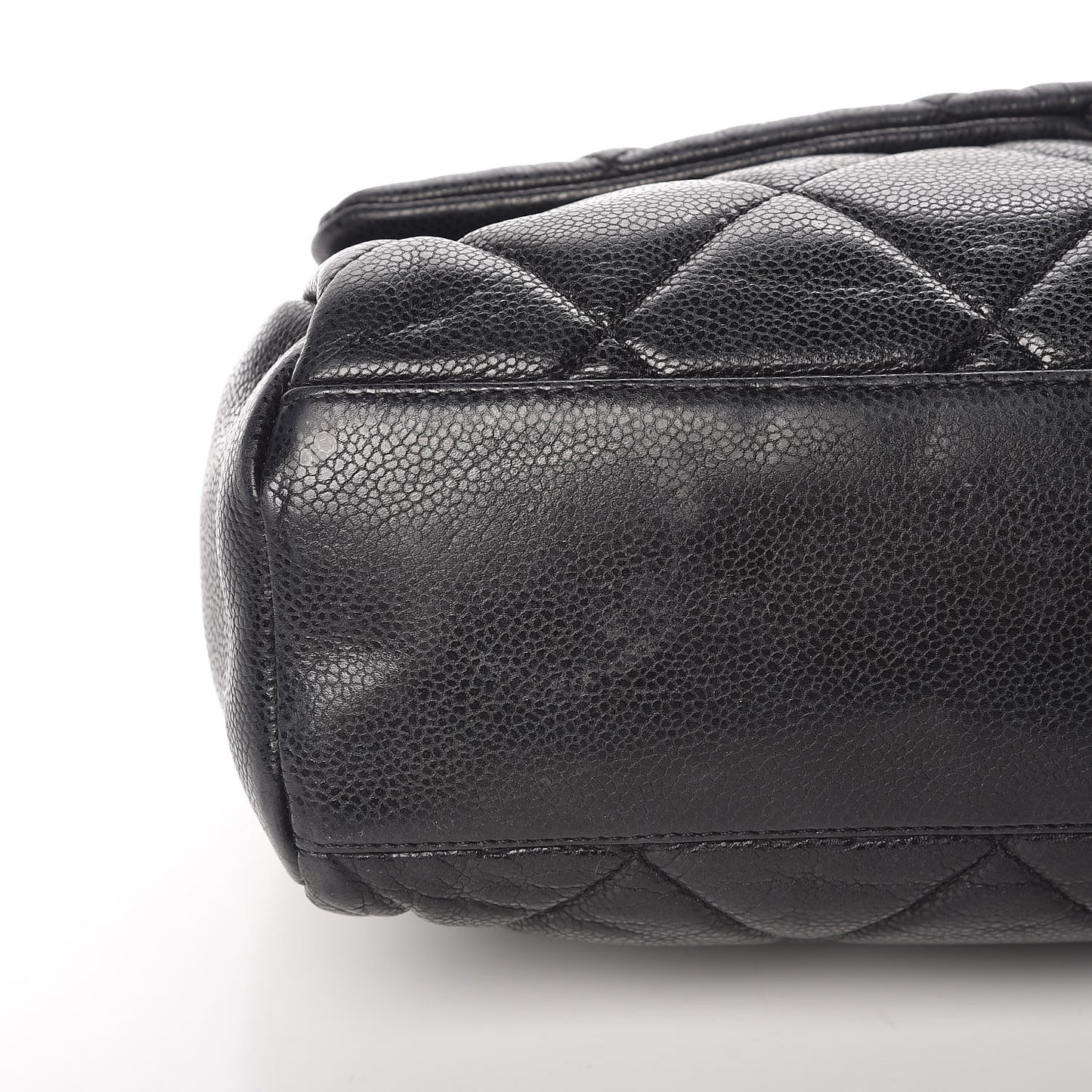 Glazed Caviar Medium Nature Flap Bag Black