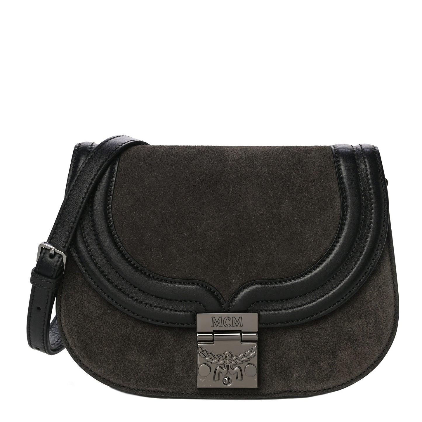 Suede Calfskin Trisha Small Shoulder Bag Black