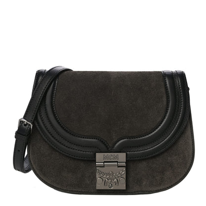 MCM Suede Calfskin Trisha Small Shoulder Bag Black 1 of 16