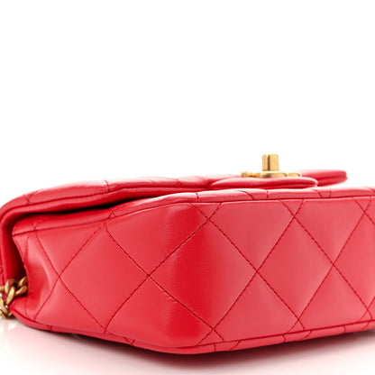 Chanel Shiny Lambskin Quilted Mini Sweetheart Flap Dark Red 9 of 10