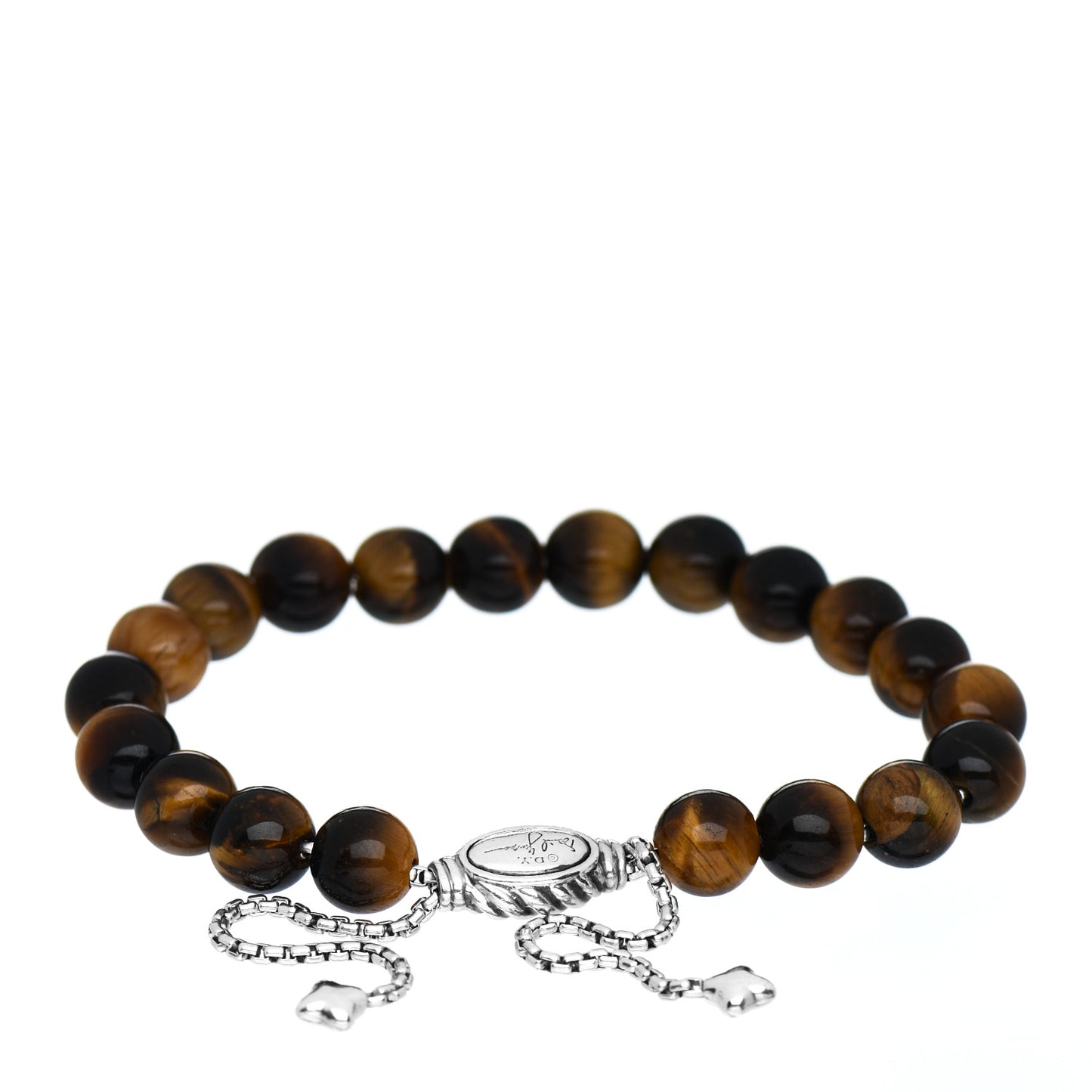 Sterling Silver Tiger's Eye 8mm Spiritual Beads Adjustable Bracelet