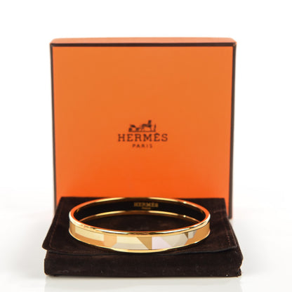 Hermes Enamel Printed Narrow Perspective Cavaliere Bracelet 62 Gold 6 of 6