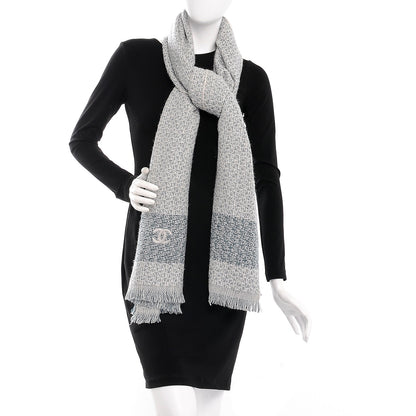 Chanel Cashmere CC Scarf White Blue 2 of 4
