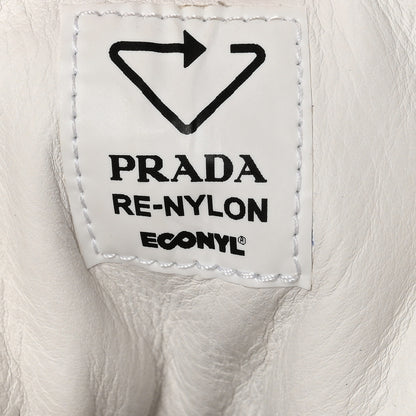 Prada Re-Nylon Gabardine Metal Triangle Logo Wheel Pouch Pocket High Top Sneakers 38.5 White 7 of 9