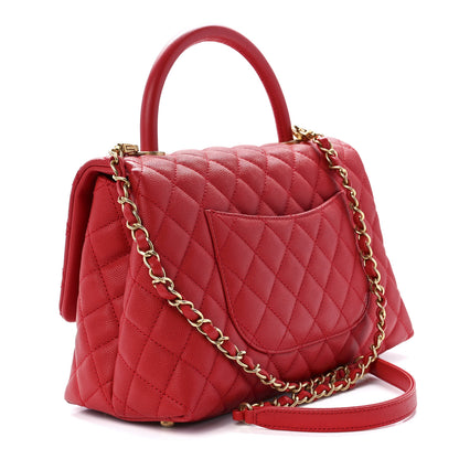 Chanel Caviar Quilted Small Coco Handle Flap Red 3 of 12