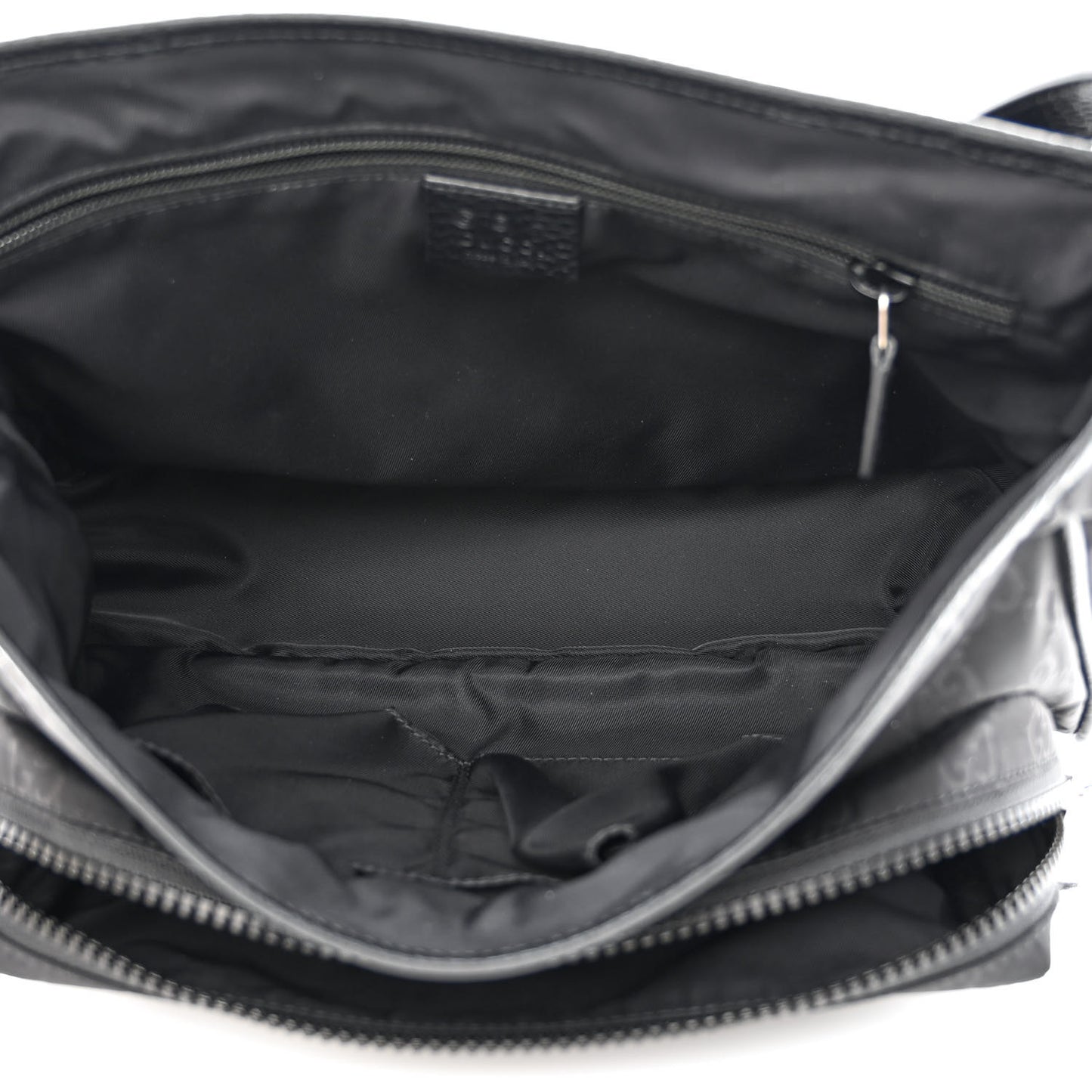 Nylon Monogram Double Buckle Flap Messenger Bag Black