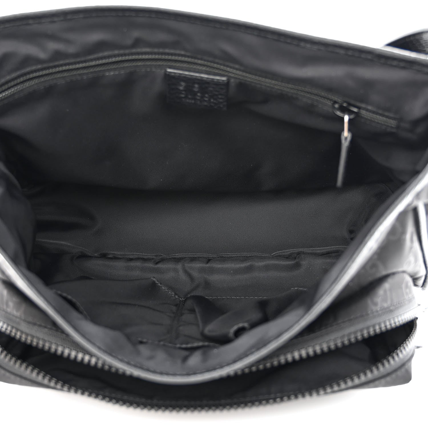 Gucci Nylon Monogram Double Buckle Flap Messenger Bag Black 6 of 14