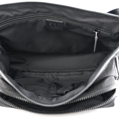 Gucci Nylon Monogram Double Buckle Flap Messenger Bag Black 6 of 14