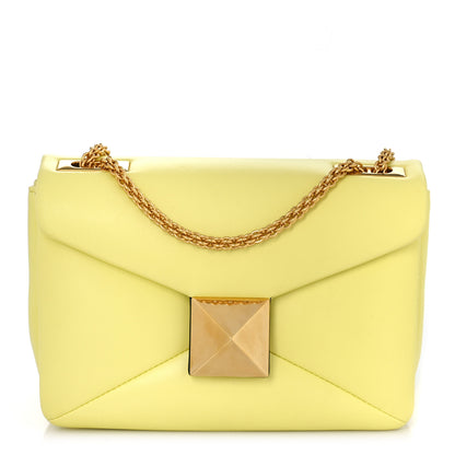 Valentino Garavani Nappa One Stud Chain Clutch Pale Yellow 1 of 9