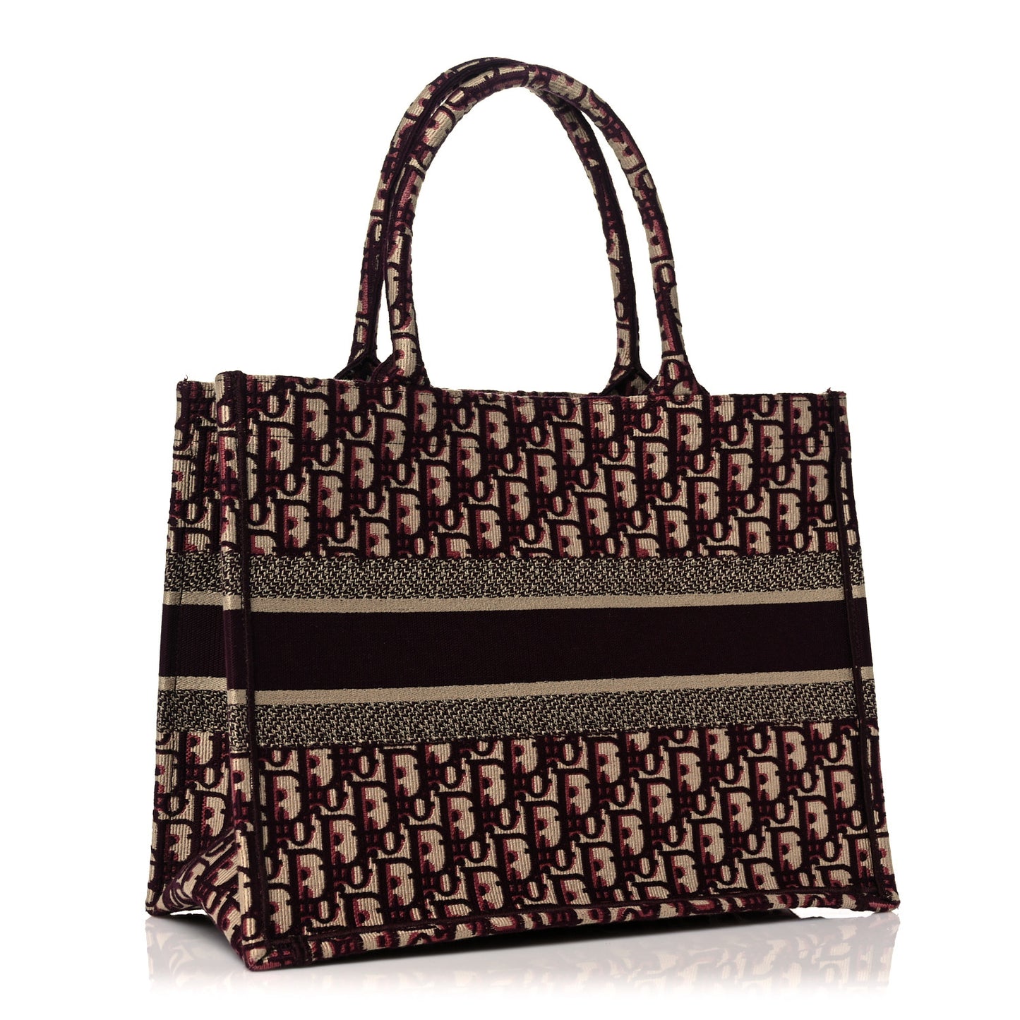 Oblique Medium Book Tote Burgundy Multicolor