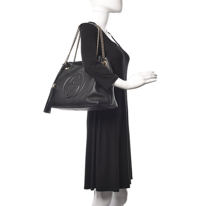 Gucci Pebbled Calfskin Medium Soho Chain Shoulder Bag Black 2 of 12