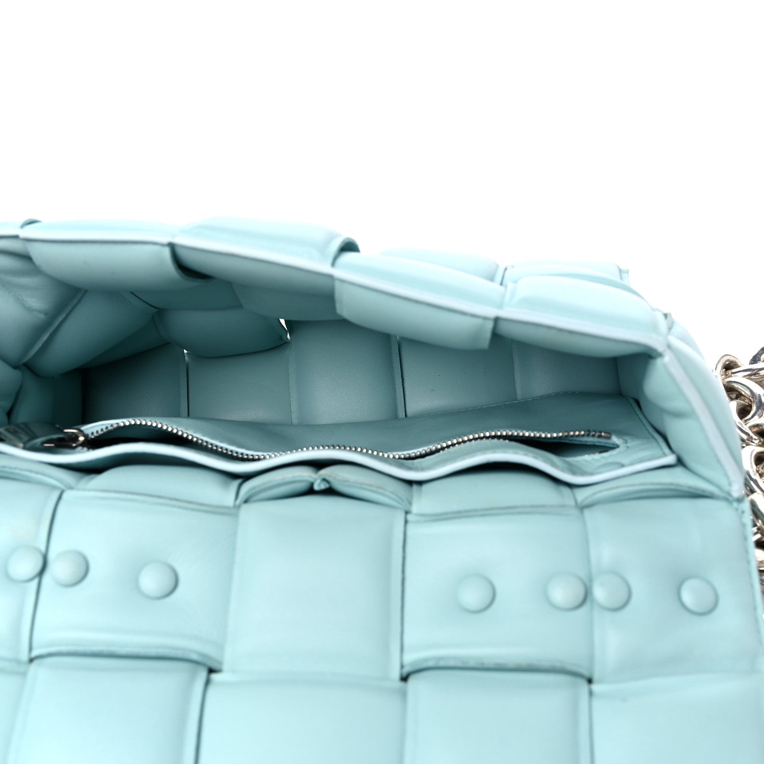 Bottega Veneta Lambskin Maxi Intreccio Padded Chain Cassette Crossbody Bag Spearmint 5 of 11
