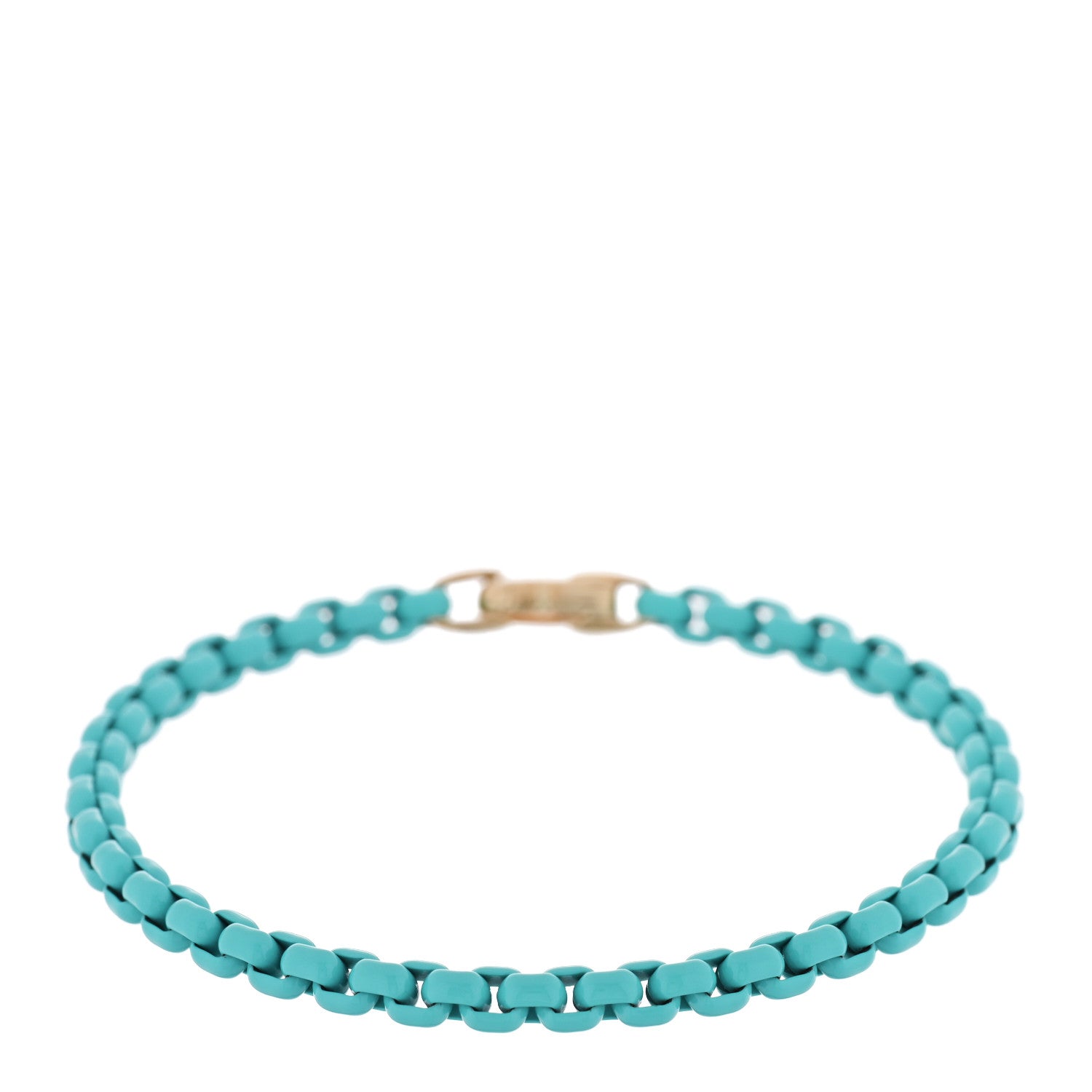 David Yurman Stainless Steel 14K Yellow Gold Acrylic Bel Aire 4mm Chain Bracelet Turquoise 1 of 4