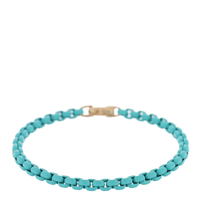 David Yurman Stainless Steel 14K Yellow Gold Acrylic Bel Aire 4mm Chain Bracelet Turquoise 1 of 4