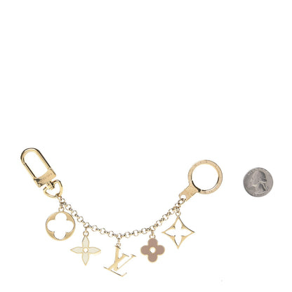 Louis Vuitton Brass Enamel Fleur De Monogram Bag Charm Chain Gold 2 of 6