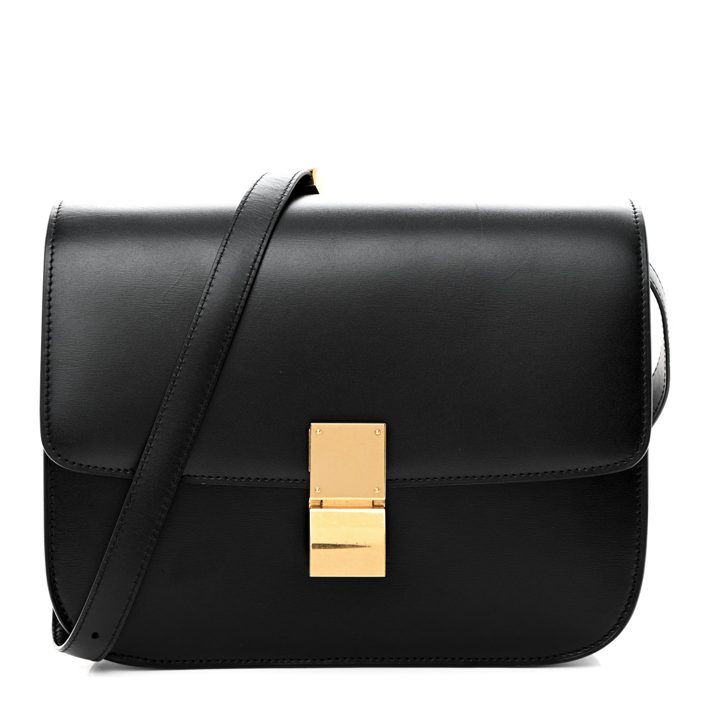 Box Calfskin Medium Classic Box Flap Bag Black
