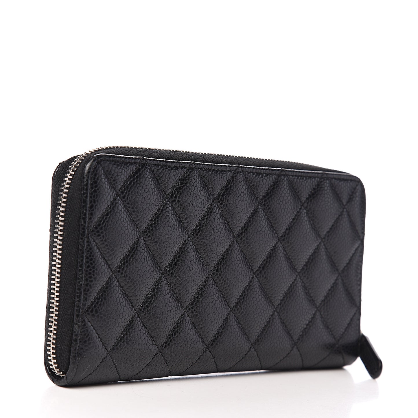 Caviar Quilted Large Gusset Zip Around Wallet Black