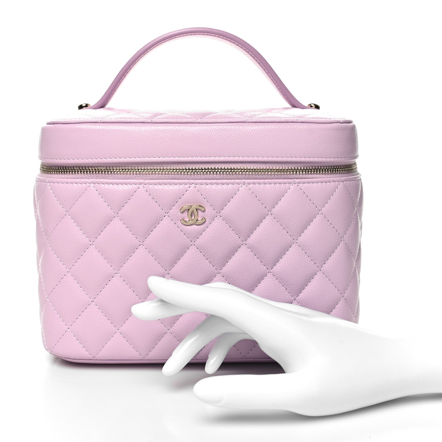 Chanel 紫 キルティング ケース Chanel Caviar Quilted Large Vanity Pouch Light Purple 1458687