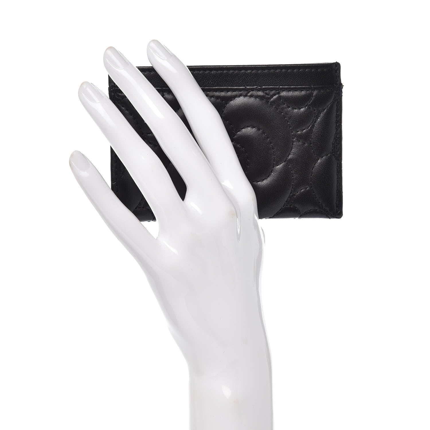Chanel Lambskin Camellia Embossed Card Holder Black 2 of 9