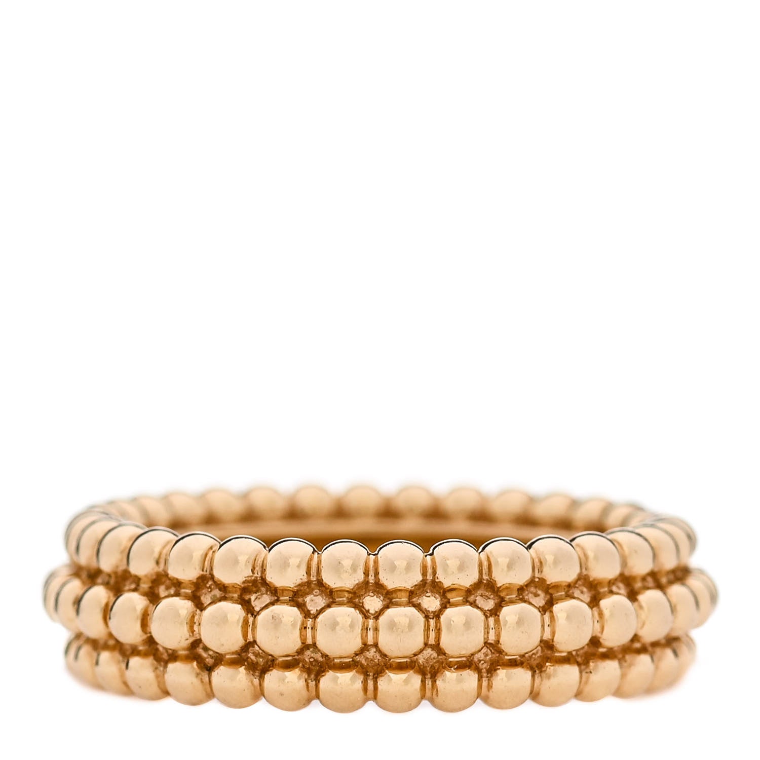 Van Cleef & Arpels 18K Yellow Gold Perlee Pearls of Gold 3 Row Ring 52 6 1 of 5