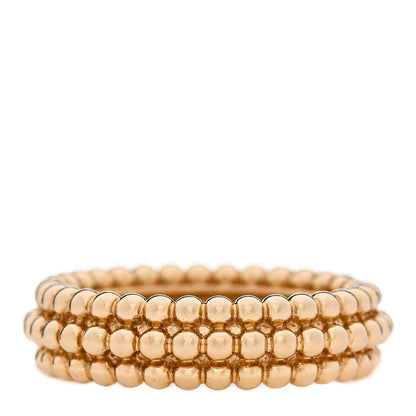 Van Cleef & Arpels 18K Yellow Gold Perlee Pearls of Gold 3 Row Ring 52 6 1 of 5