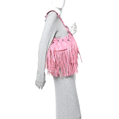 Balenciaga Agneau Arena Le Cagole Fringe Shoulder Bag XS Sweet Pink 2 of 11