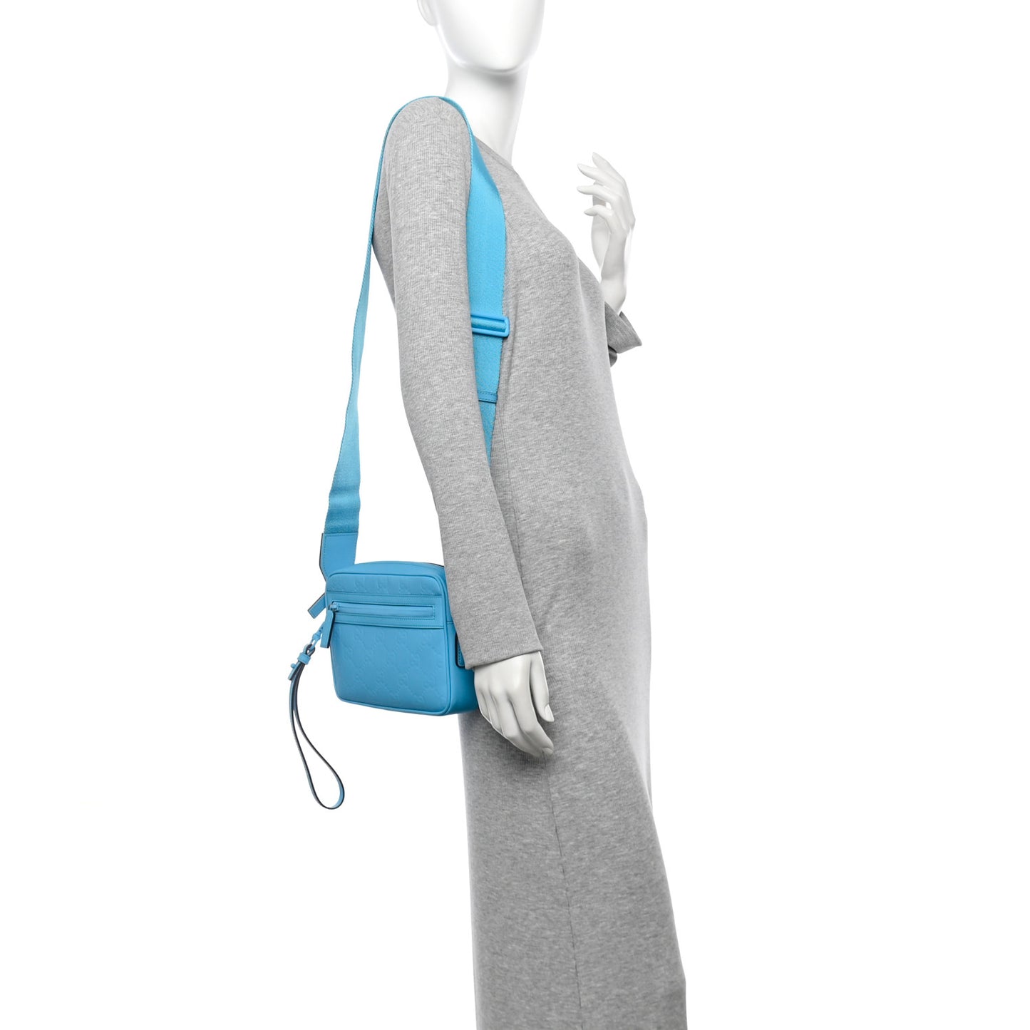 Rubber Effect Monogram GG Crossbody Bag Bright Blue