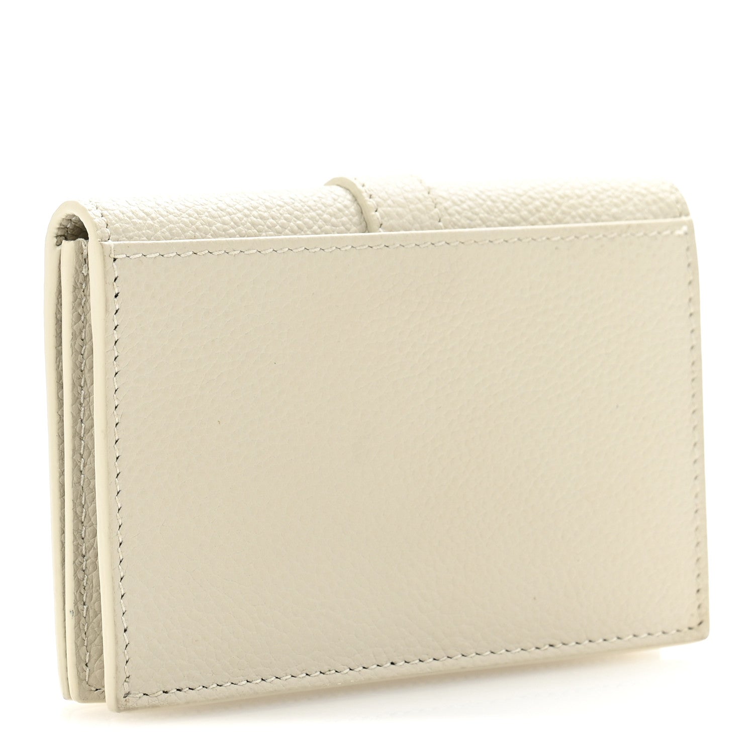 Saint Laurent Grain De Poudre Mixed Matelasse Compact Fold Wallet White 3 of 11